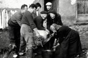 Le sang recueilli est fouetté pour l'empêcher de cailler (caulà) - 1962